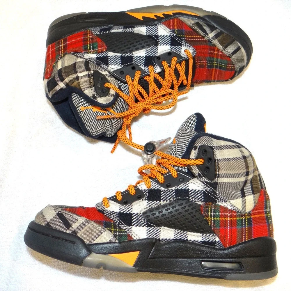 Jordan 5 Retro SE Plaid Multi-Color Total Orange FD4814-008 Mens Size 5.5